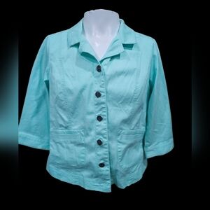 Womens Mint Colored Button-Up‎ Jacket Size Large Petite